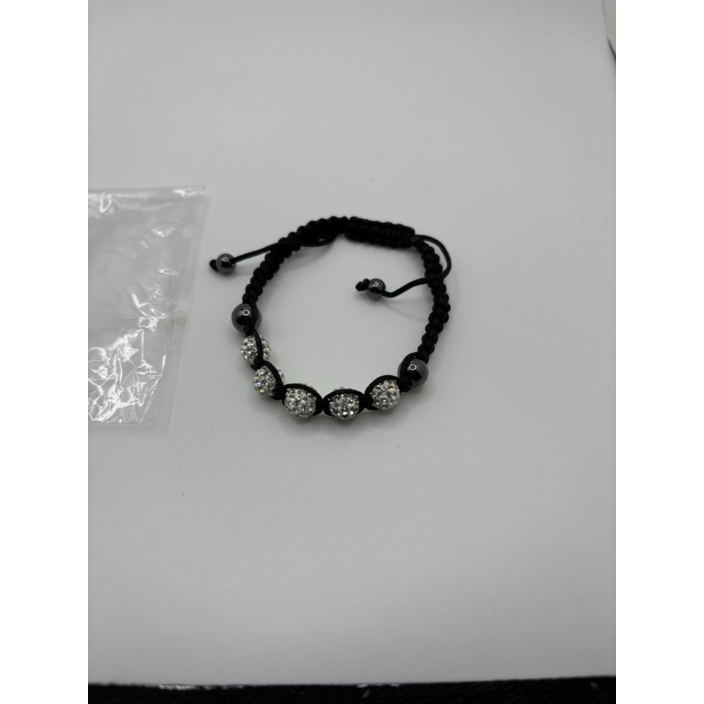 Black & Silver Beaded Shamballa Bracelet